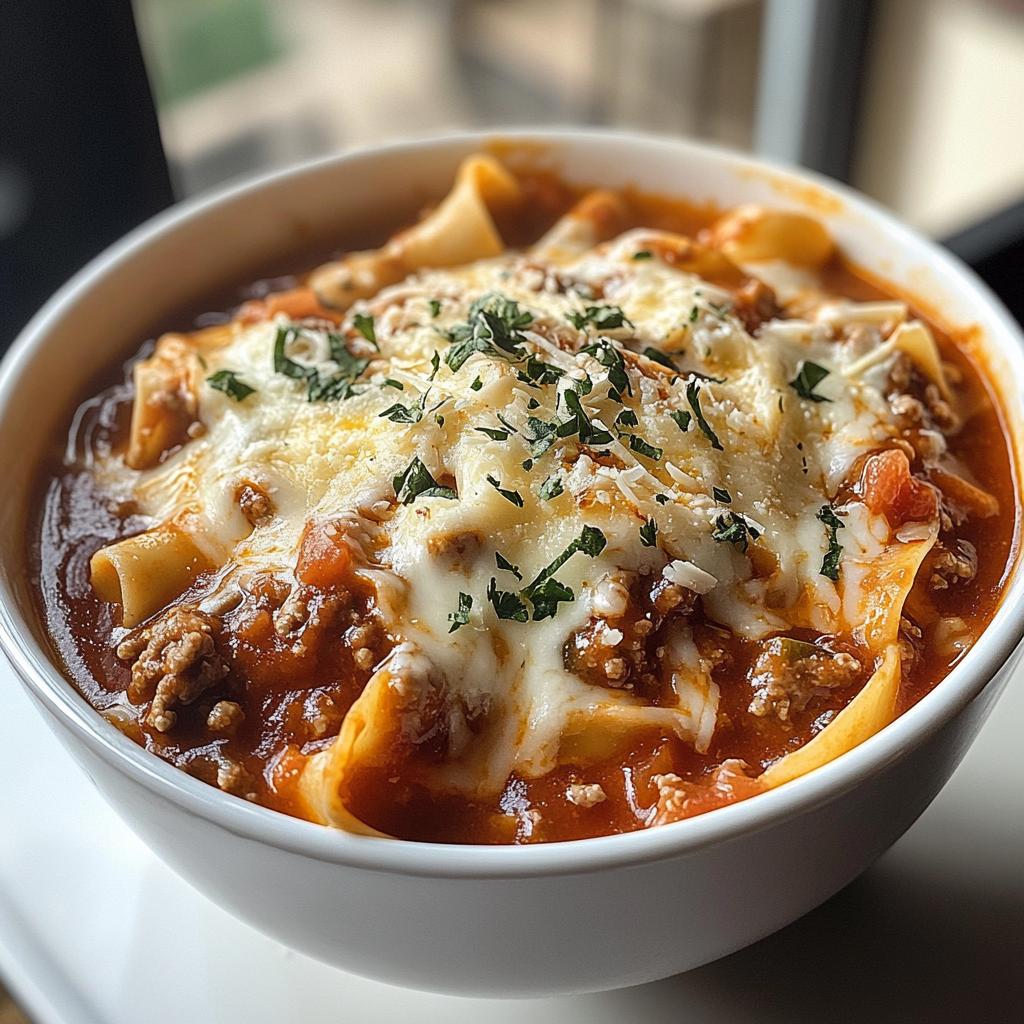crock pot cheesy lasagna soup