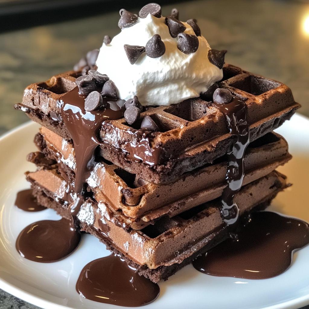 decadent double chocolate brownie waffles