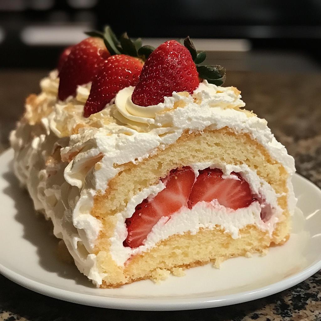 fluffy strawberry shortcake cheesecake roll