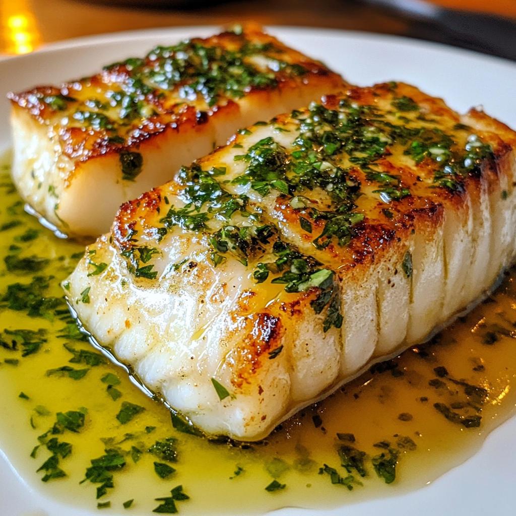 golden seared cod with herb butter sauce - detail 1