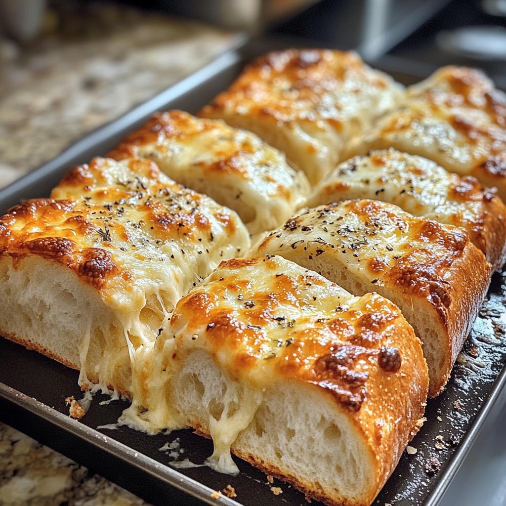 gooey garlic cheese bread - detail 1