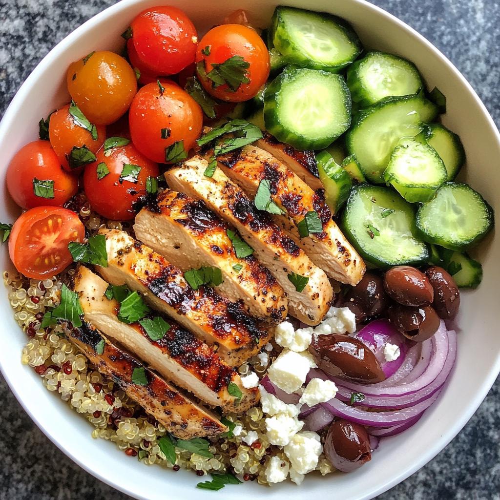 greek chicken quinoa bowl
