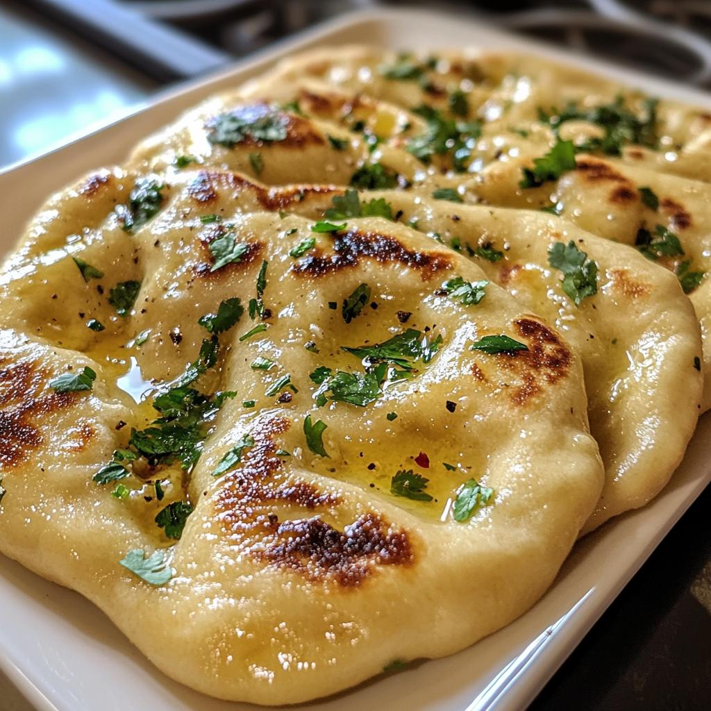 homemade garlic naan - detail 1