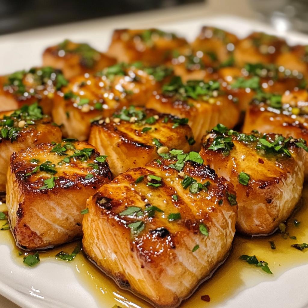 honey butter garlic glazed salmon bites