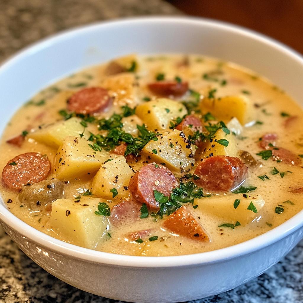kielbasa potato soup - detail 1