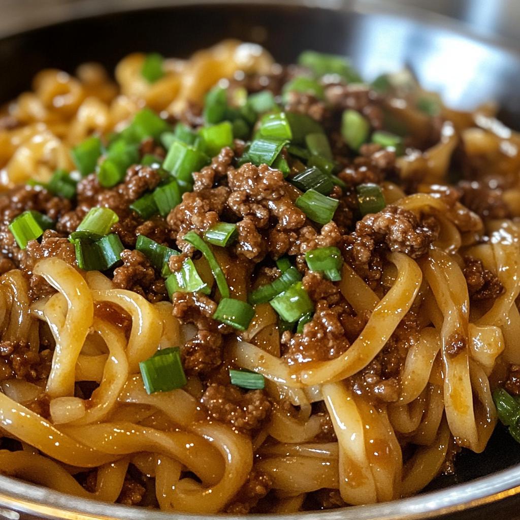 mongolian ground beef noodles - detail 1
