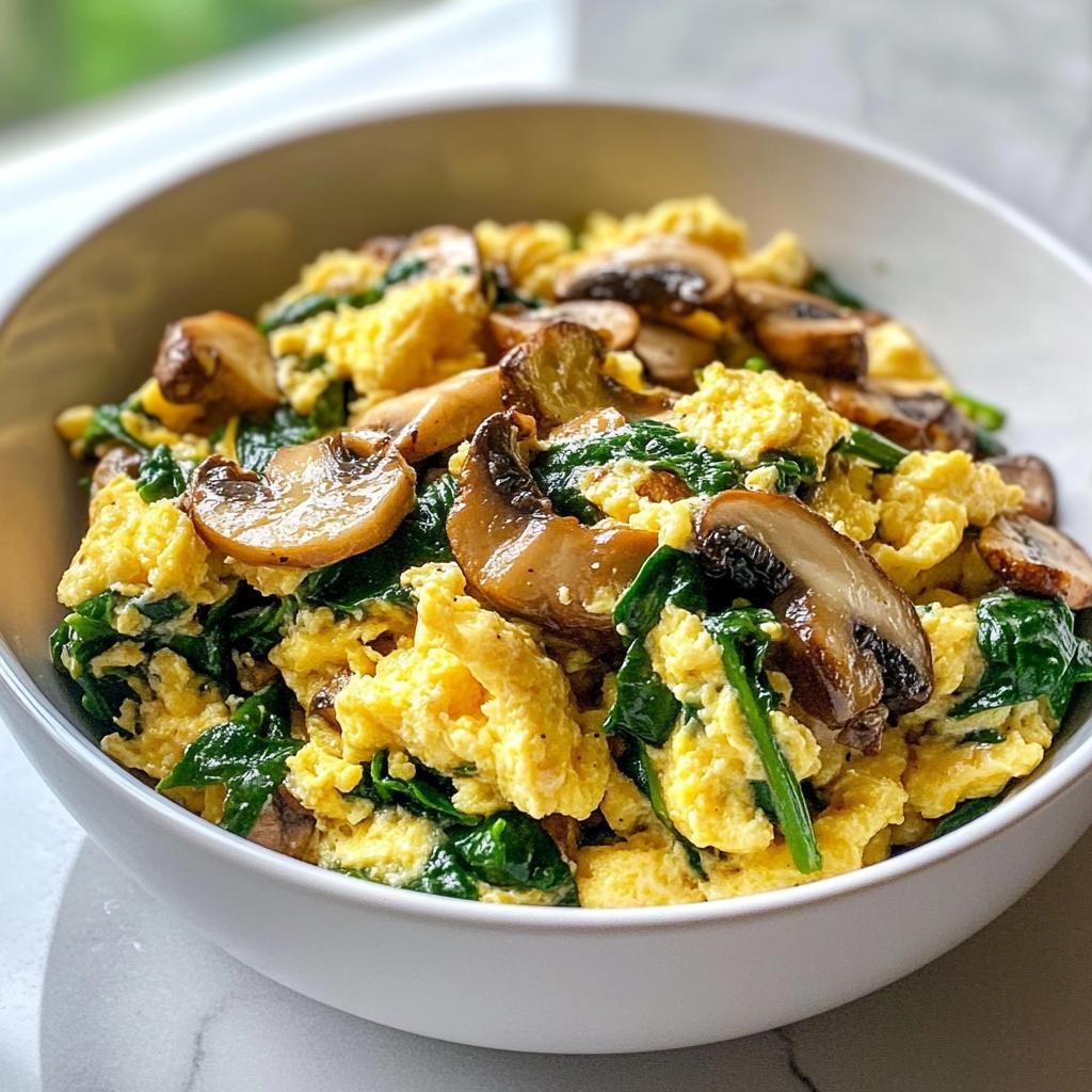 mushroom spinach scrambled eggs