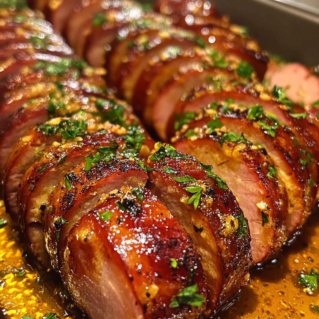 mustard hasselback kielbasa bites
