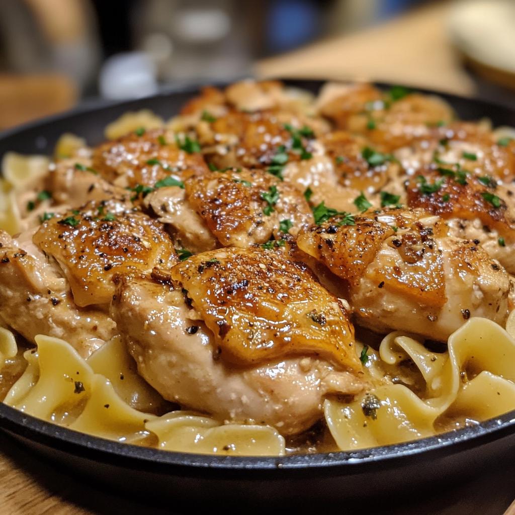 one pan chicken with buttered noodles