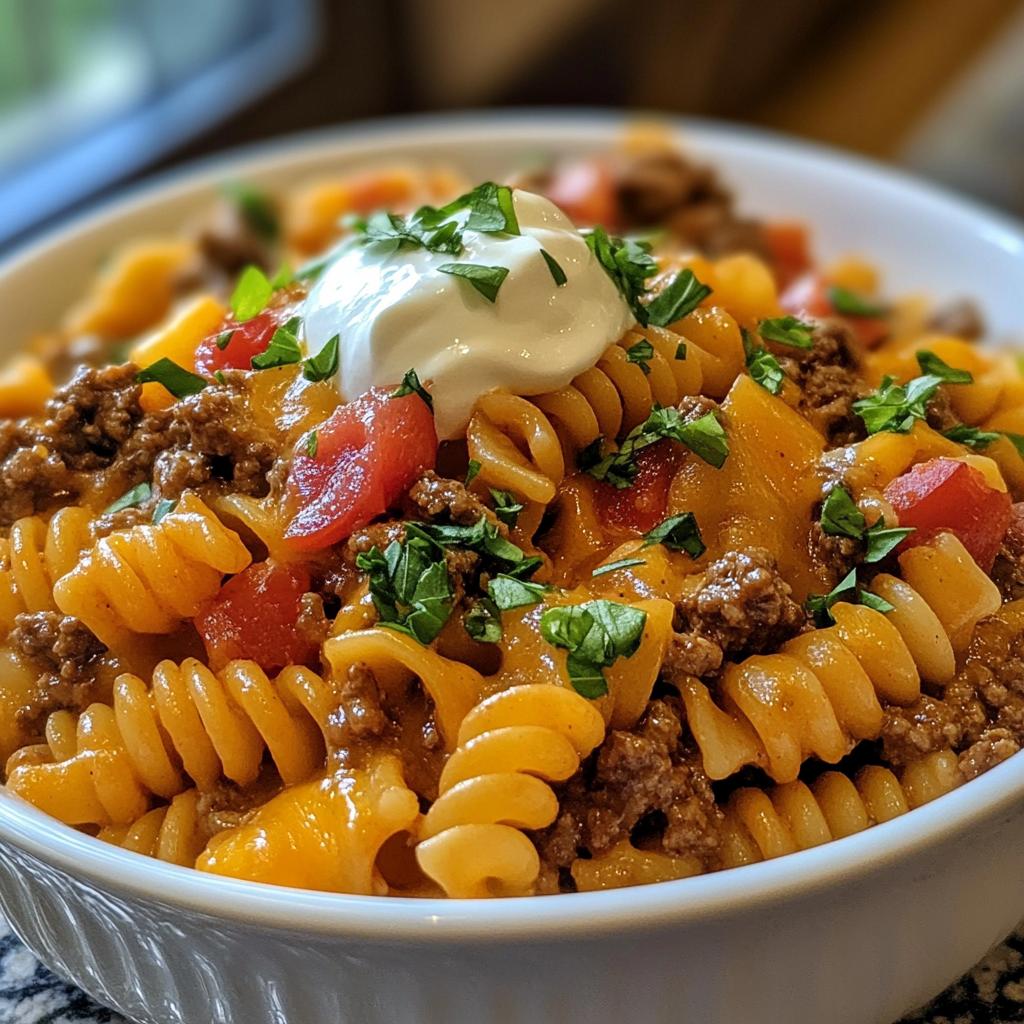 one pot beef taco pasta