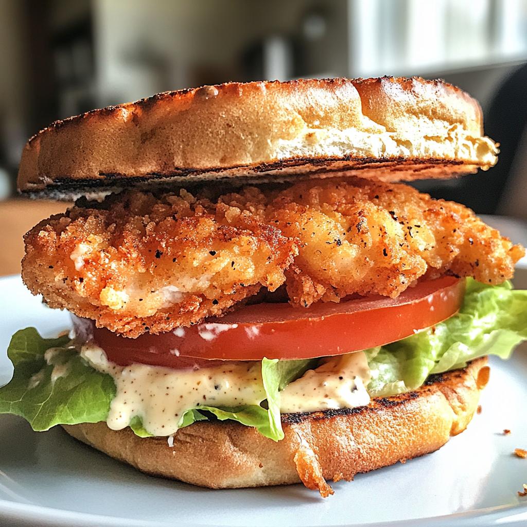 panbread with crispy chicken burger