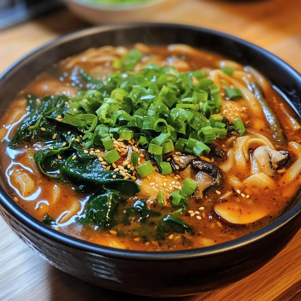 peanut gochujang noodle soup