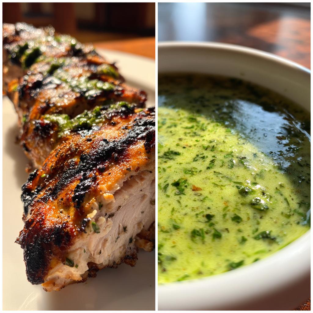 peruvian grilled chicken with creamy green sauce - detail 1