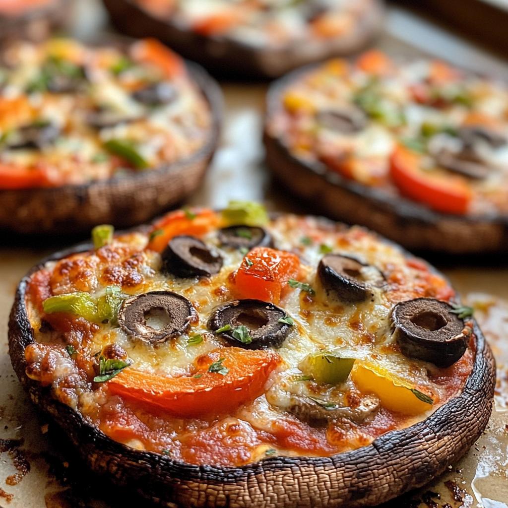 portobello mushroom pizzas - detail 1