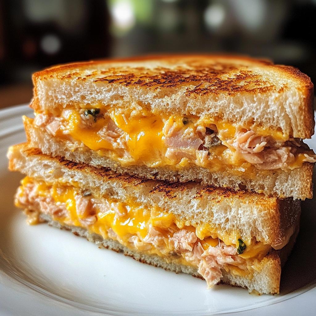 savory grilled tuna melt with creamy cheddar