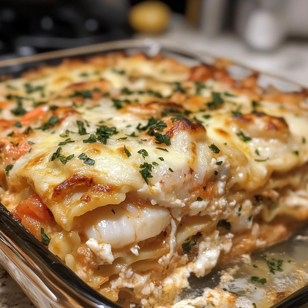 seafood lasagna - detail 1