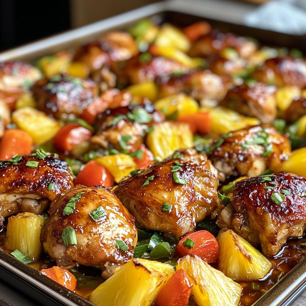 sheet pan teriyaki chicken and pineapple - detail 1
