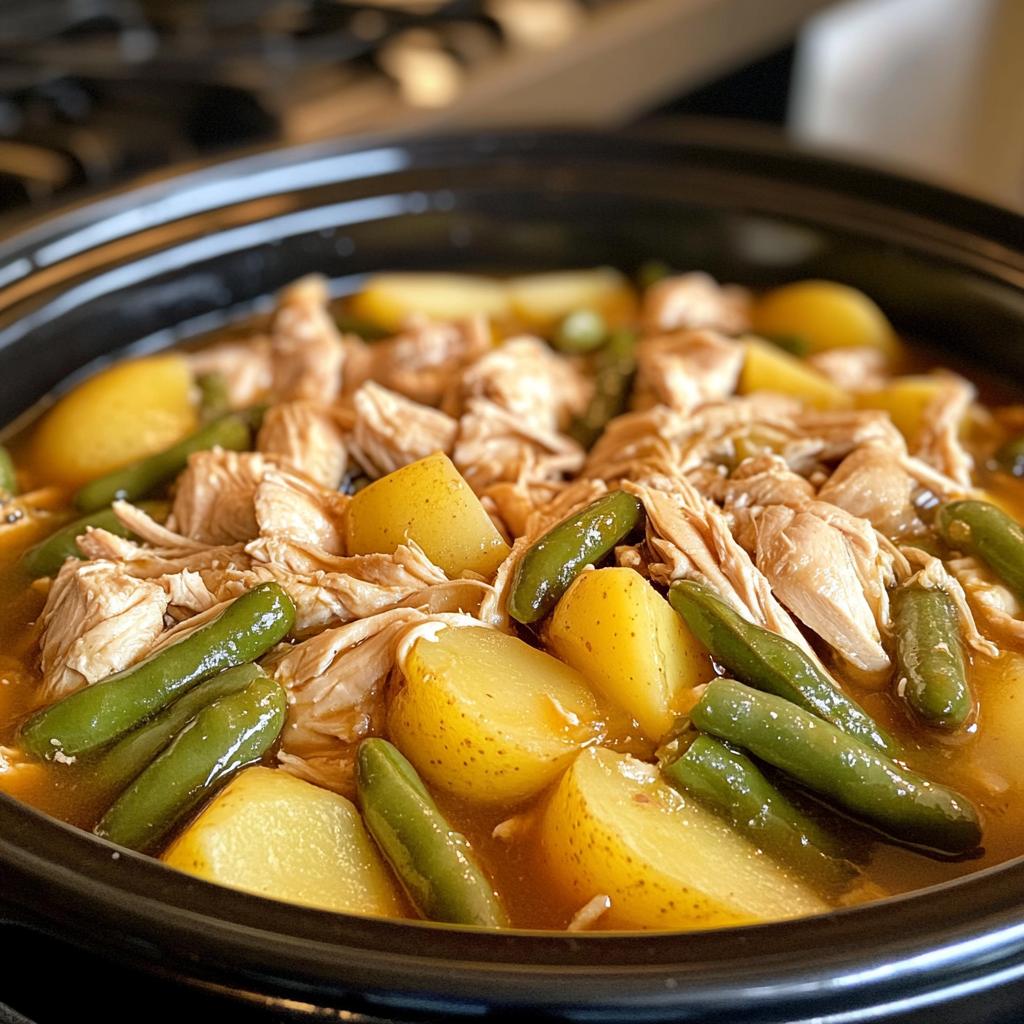 slow cooker seasoned chicken green beans and potatoes