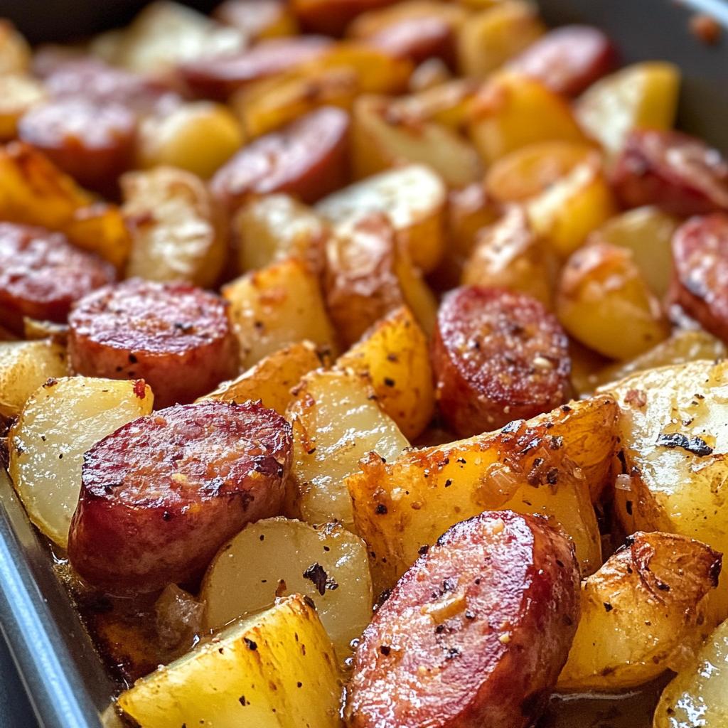 smoked sausage and potatoes - detail 1
