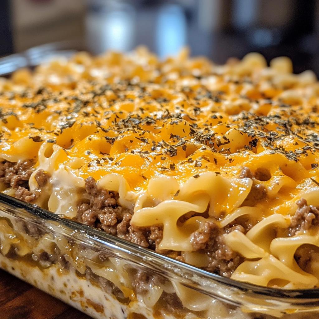 sour cream beef noodle casserole - detail 1