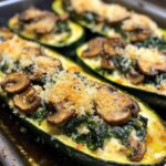 spinach mushroom and ricotta stuffed zucchini boats