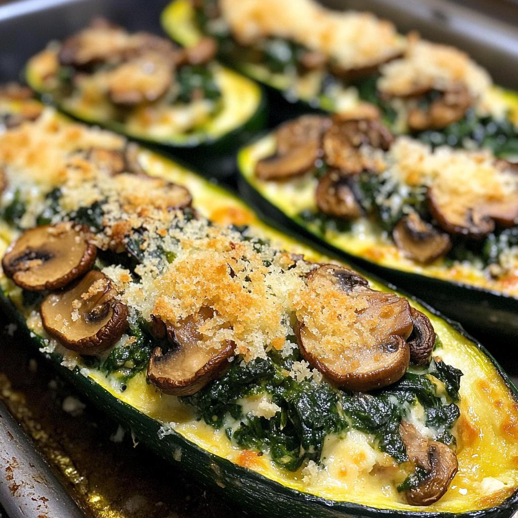 spinach mushroom and ricotta stuffed zucchini boats