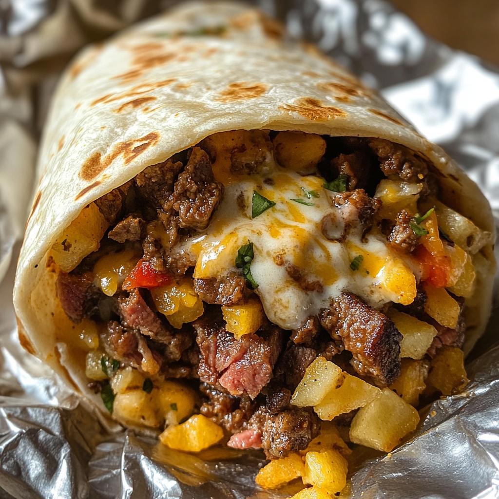 steak cheese dirty fry burritos - detail 1