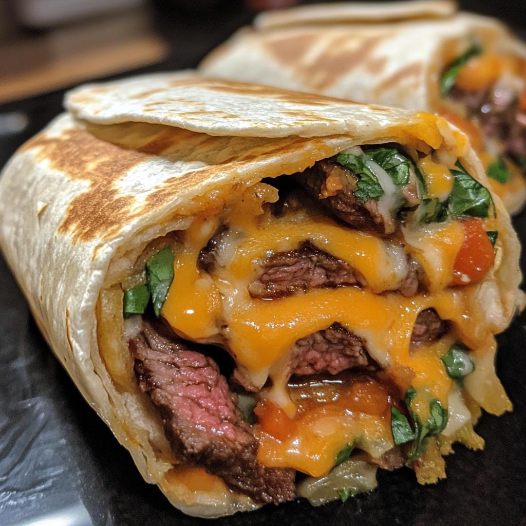 steak cheese dirty fry burritos