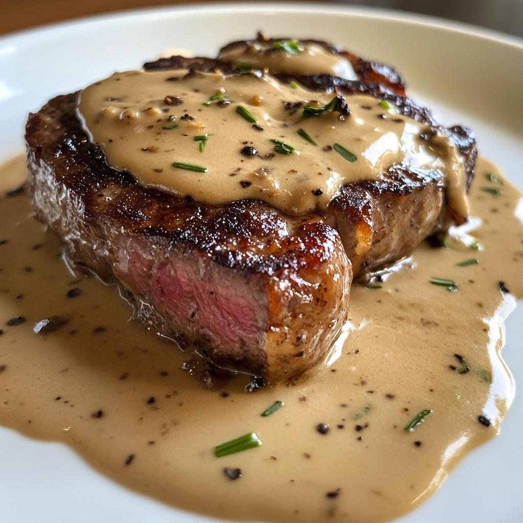 steak with haunted bourbon garlic cream sauce