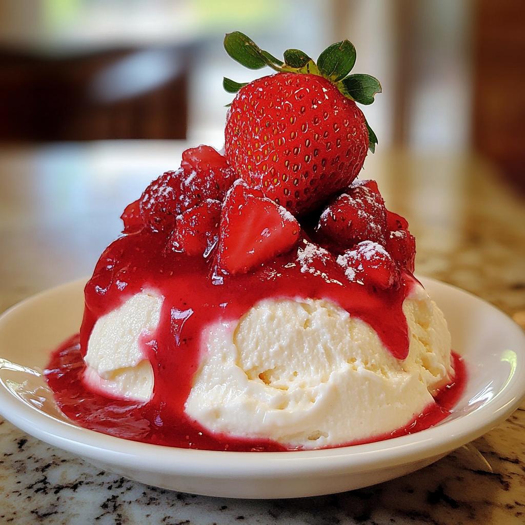 strawberry mousse with strawberry sauce