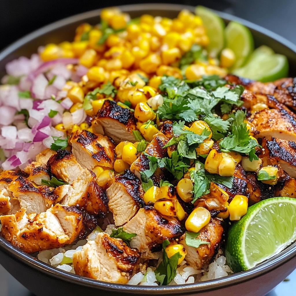 street corn chicken rice bowl - detail 1
