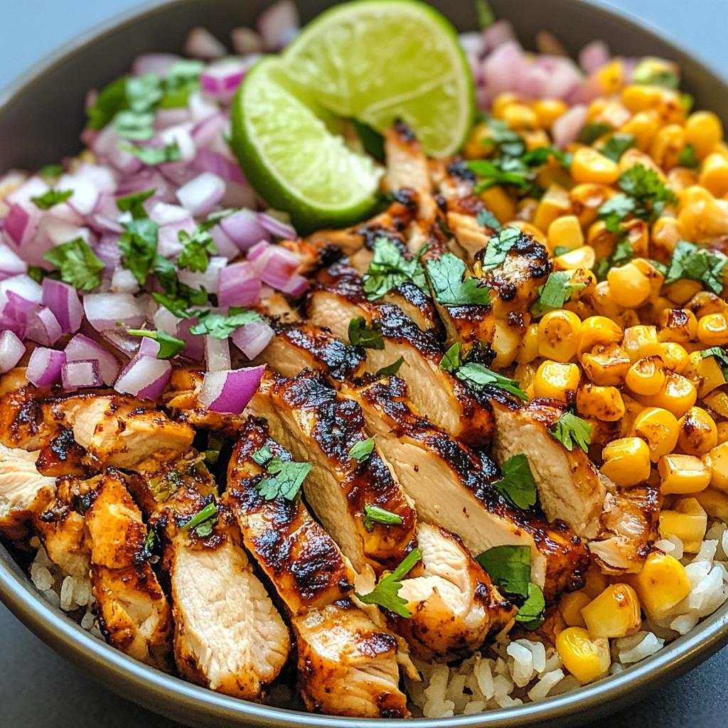 street corn chicken rice bowl