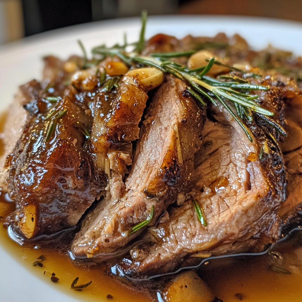 tender slow roasted lamb shoulder glazed with rosemary garlic and honey