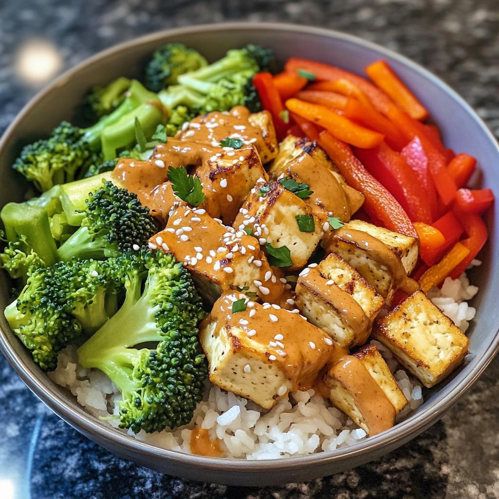 tofu buddha bowl with peanut sauce