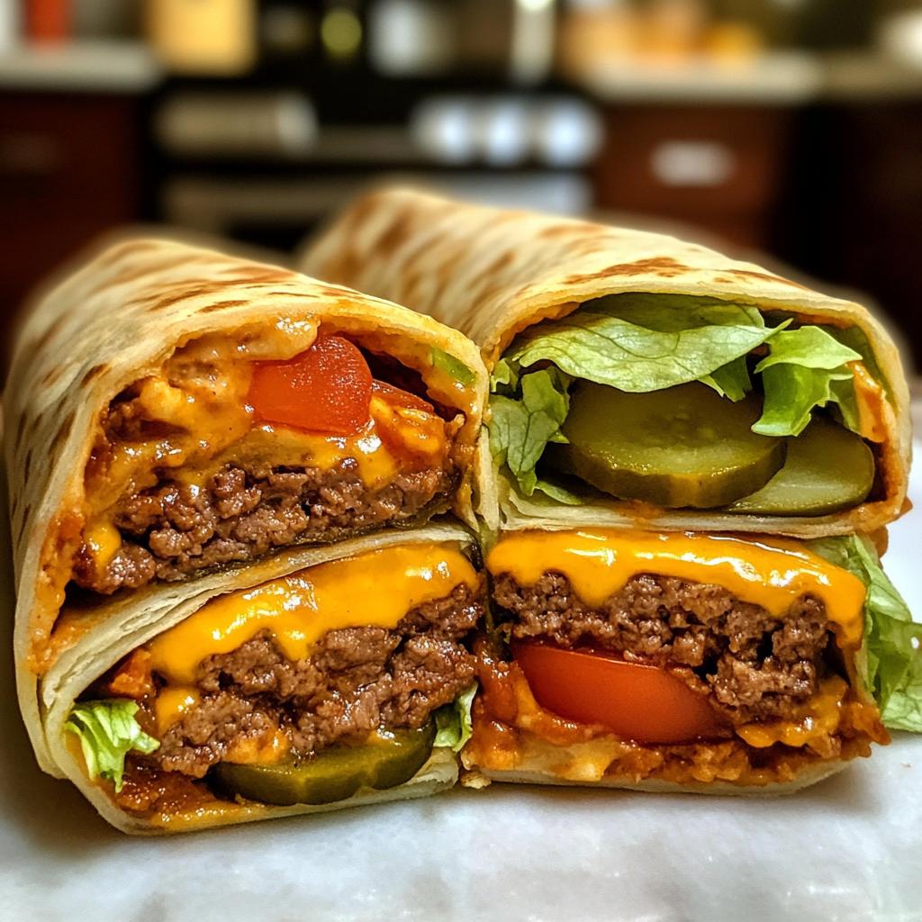 vegan cheeseburger wraps with plant based meat - detail 1