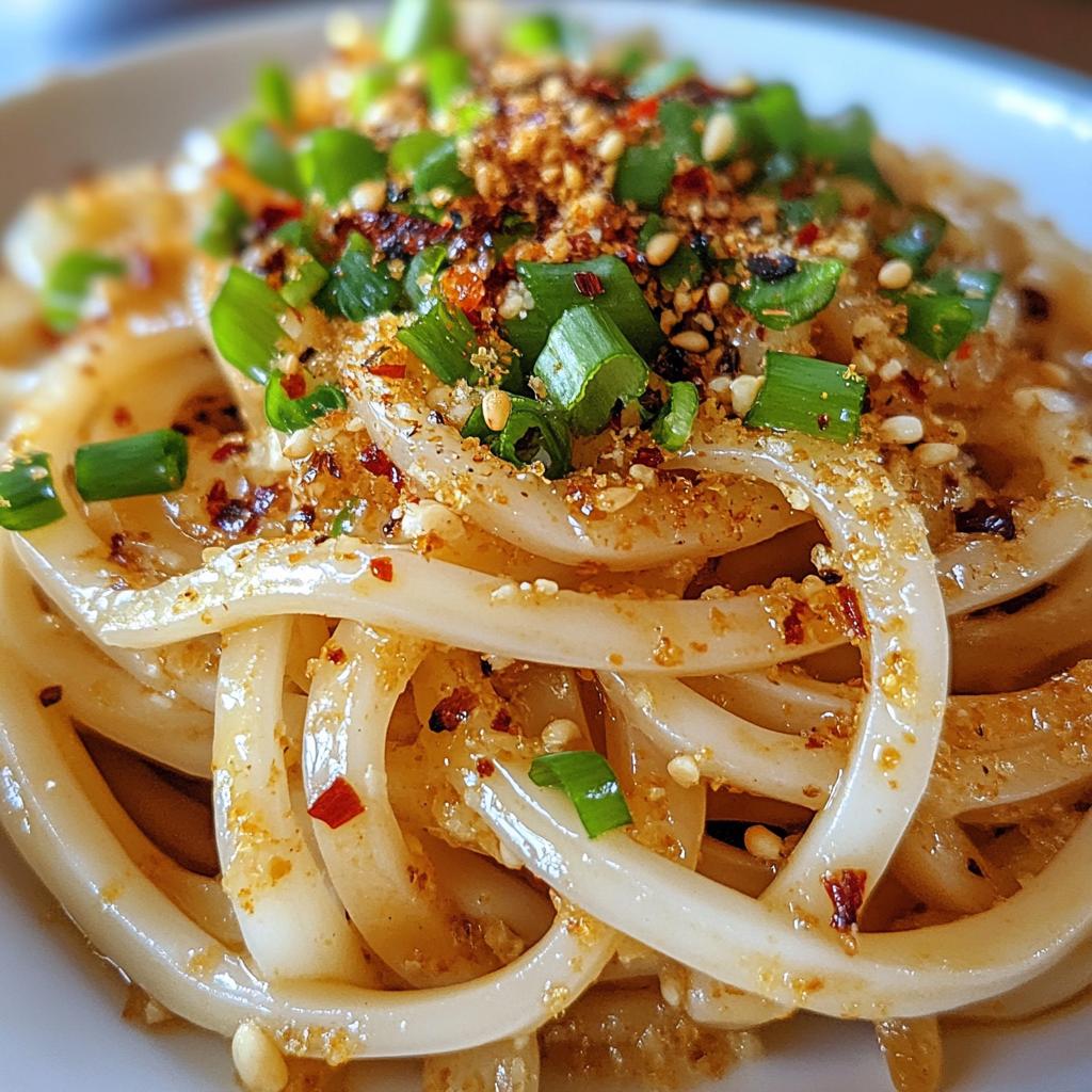 vegan garlic udon noodles