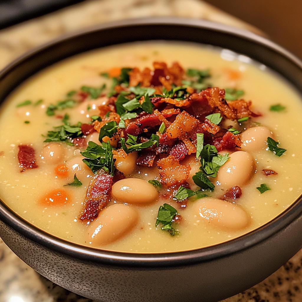 white bean soup with bacon - detail 1