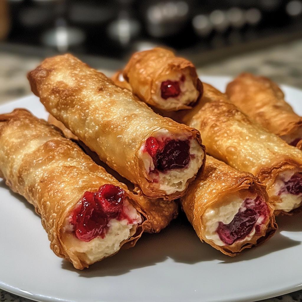 air fryer cherry cheesecake egg rolls